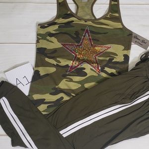 Sleeveless Camo Tank Top and Joggers